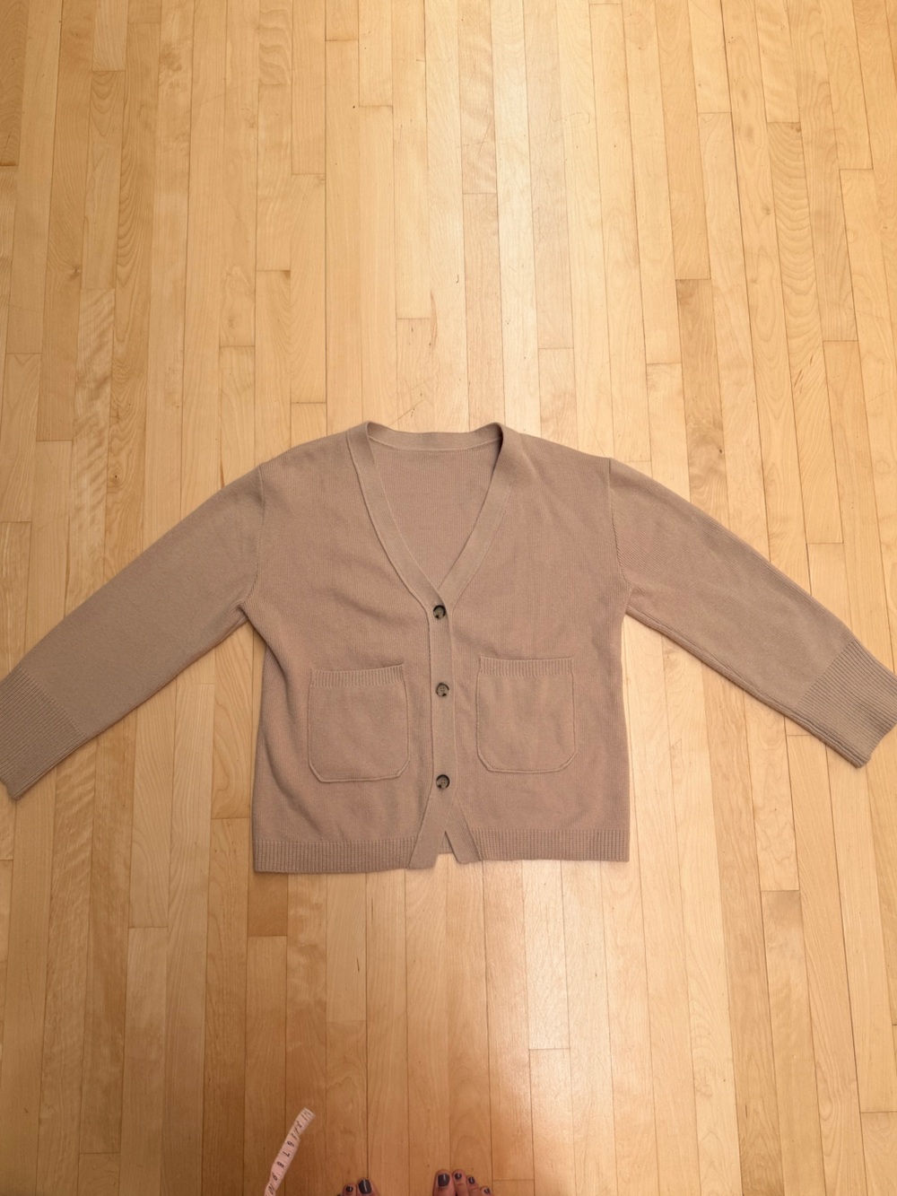 Beige V-Neck Women's Cardigan Sweater